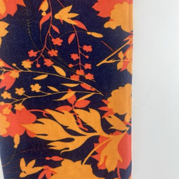 Lularoe Leggings Women One Size OS 2-10 Navy Blue Orange Floral Stretchy Comfort - Picture 10 of 10